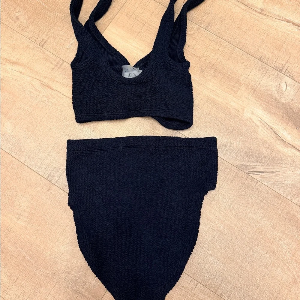 Hunza G Black Textured Two-Piece Bikini